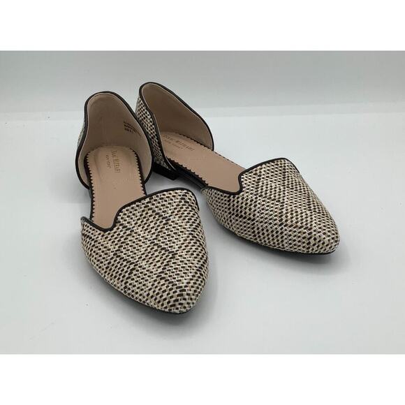 Isaac Mizrahi New York Size 8.5 Slides Woven Brown White Black Chic EUC - Picture 1 of 8